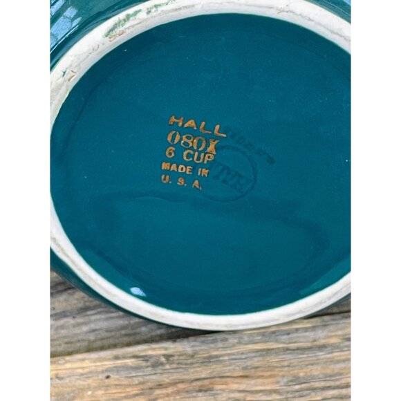 Vintage Hall Mid century 1960s Green Gold 6 Cup Teapot - Picture 2 of 8